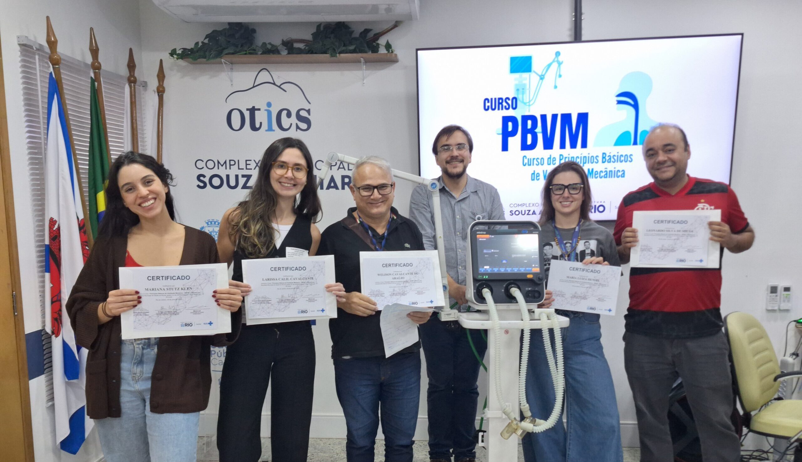 6ª Turma de 2025 do Curso de Princípios Básicos de Ventilação Mecânica (PBVM) no OTICS-Rio Souza Aguiar