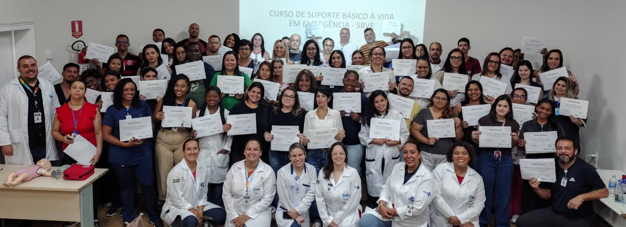108ª turma do Curso de Suporte Básico à Vida em Emergência (SBVE) no Hospital Municipal Rocha Faria