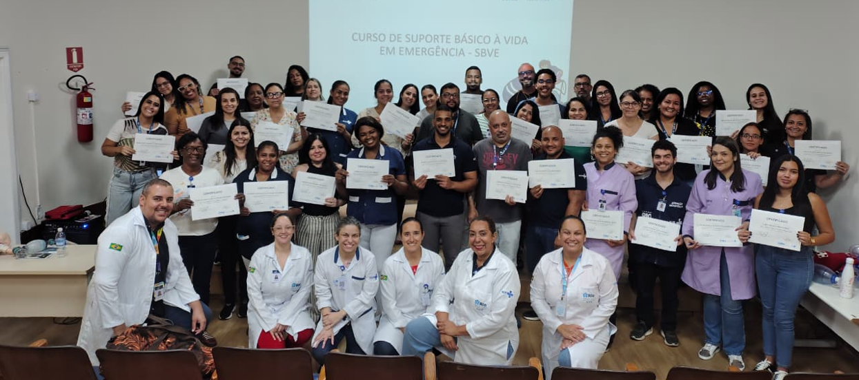 109ª turma do Curso de Suporte Básico à Vida em Emergência (SBVE) no Hospital Municipal Rocha Faria