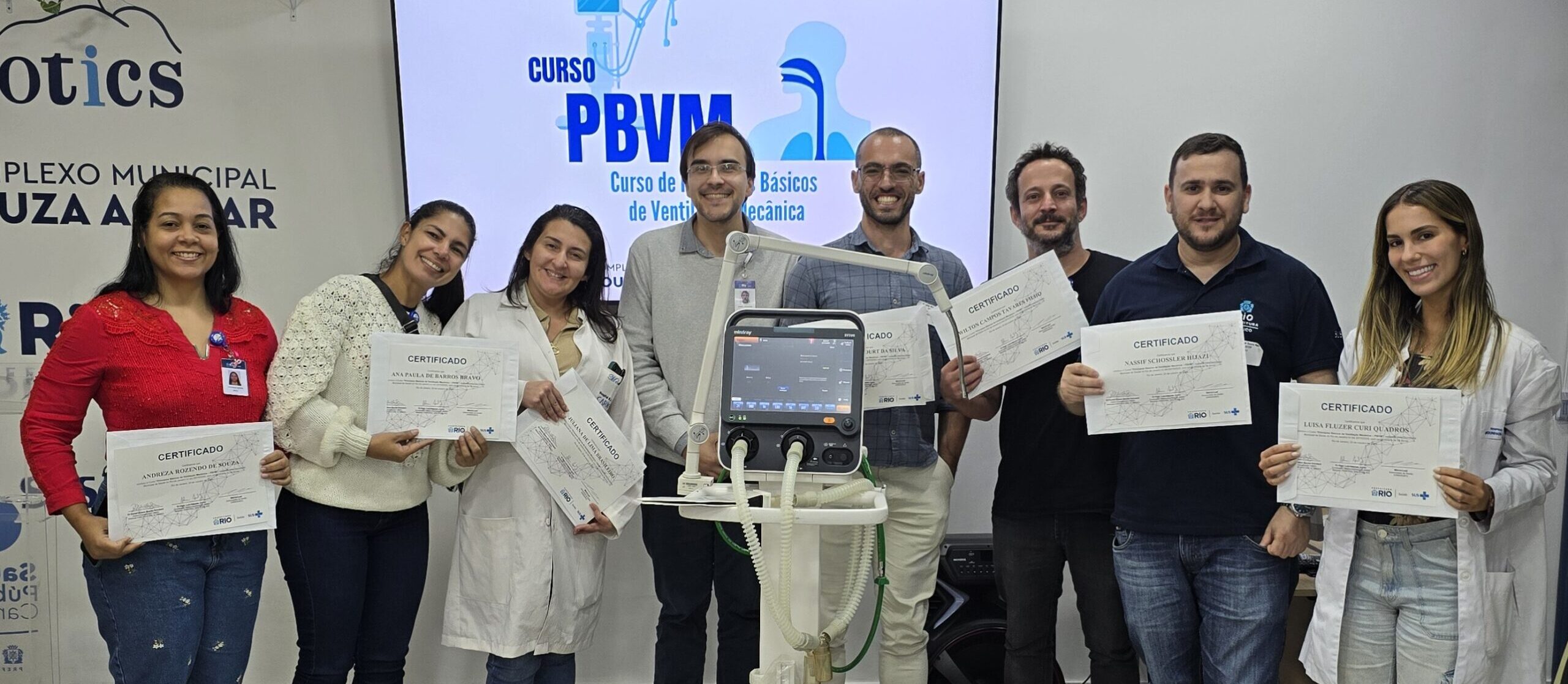 9ª Turma de 2025 do Curso de Princípios Básicos de Ventilação Mecânica (PBVM) no OTICS-Rio Souza Aguiar