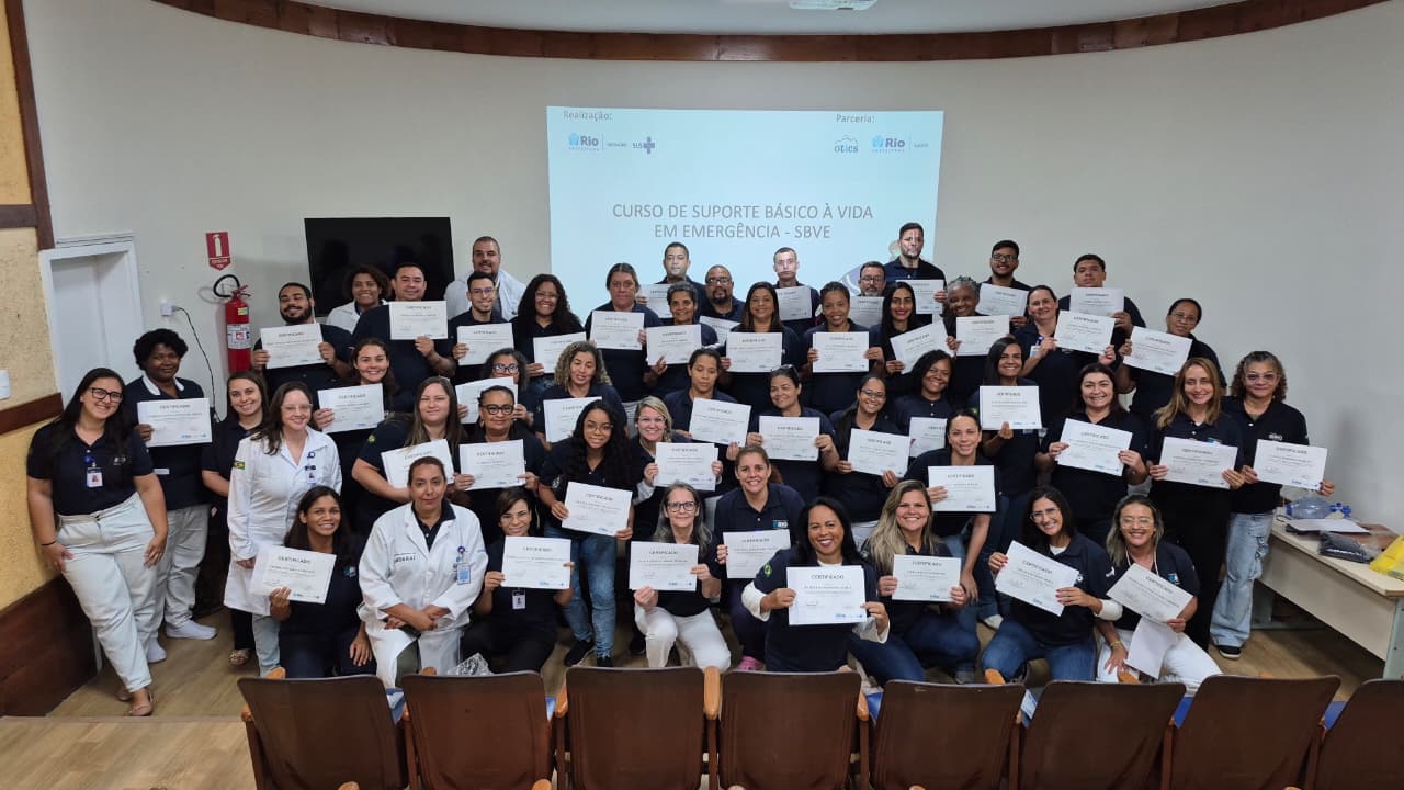 101ª turma do Curso de Suporte Básico à Vida em Emergência (SBVE) no Hospital Municipal Rocha Faria