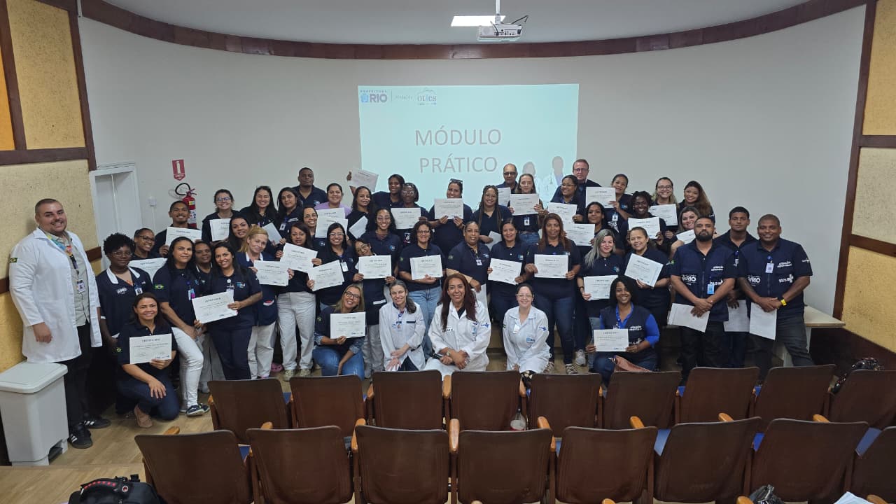 105ª turma do Curso de Suporte Básico à Vida em Emergência (SBVE) no Hospital Municipal Rocha Faria