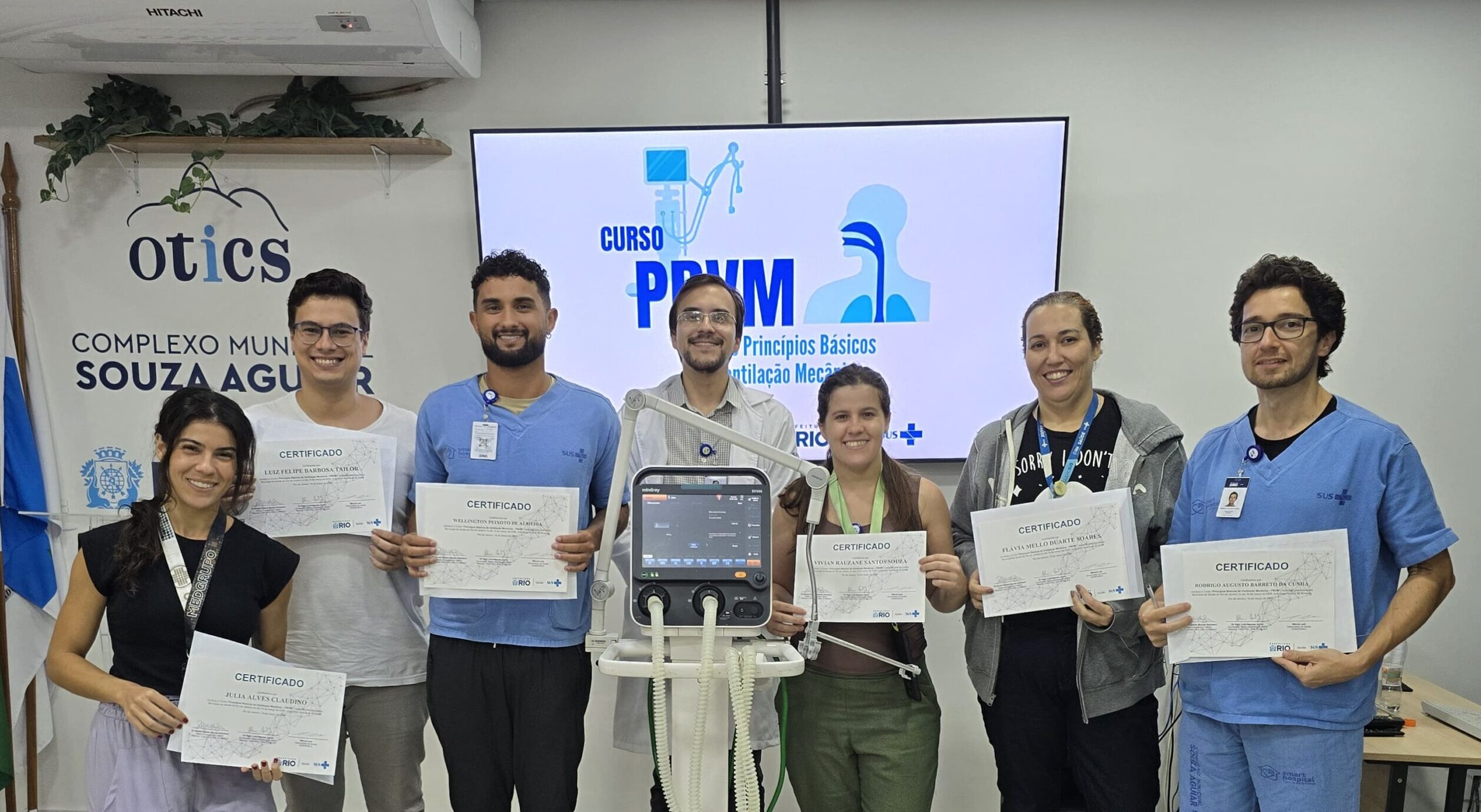2ª Turma de 2026 do Curso de Princípios Básicos de Ventilação Mecânica (PBVM) no OTICS-Rio Souza Aguiar